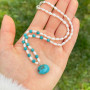 925 Silver Natural Turquoise & Pearl Necklace