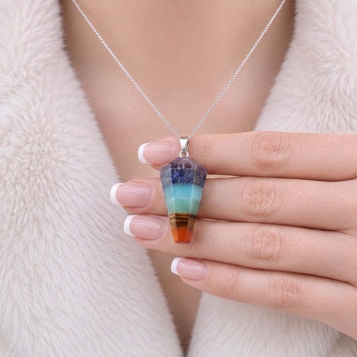 Seven Chakras Natural Stone Pendant