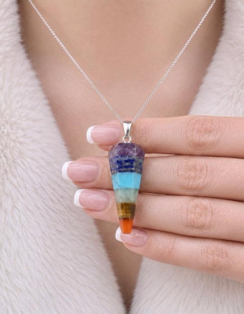 Seven Chakras Natural Stone Pendant