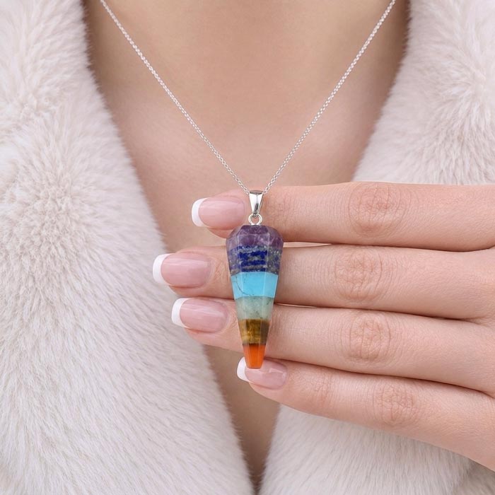 Seven Chakras Natural Stone Pendant