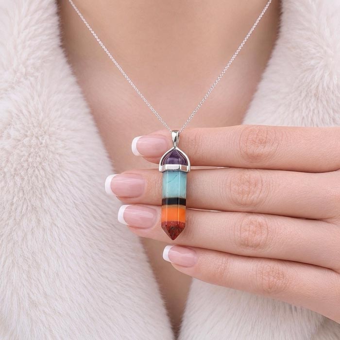 Seven Chakras Natural Stone Pendant