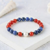 Multi Stone Bracelet , 8mm Red Agate , Sodalite , Pearl Bracelet