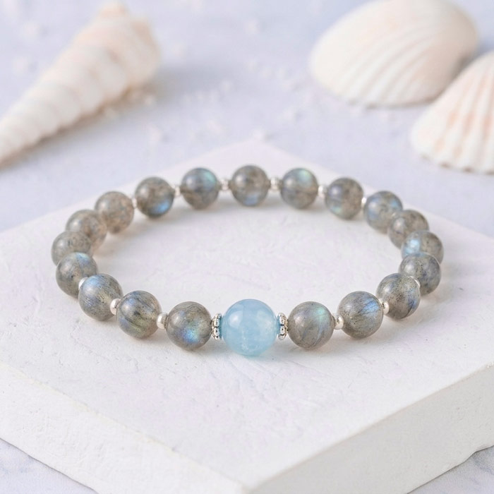8mm Bracelet ( Labradorite Stone + Custom Stone of your choice )