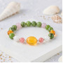 Multi Stone Bracelet , Natural Canadian Jade , Rhodochrosite , Moonstone , Kunzite & Amber Bracelet