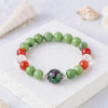 Multi Stone Bracelet , Natural Canadian Jade , Red Agate , Crystal Quartz And Ruby Zoisite Stones Bracelet