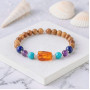 Natural Coke Wood Bracelet With Turquoise , Amethyst , Lapis Lazuli Stones & Amber