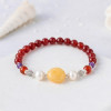 Multi Stone Bracelet , 8mm Red Agate , Amethyst , Amber ,  Labradorite & Pearl Bracelet