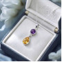 925 Sterling Silver Amethyst & Citrine Stone Pendant