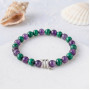 6mm Natural Amethyst & Malachite Bracelet - Zodiac Sign can be added to the bracelet