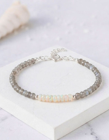 4 mm Labradorite + Opal  Stone Bracelet