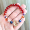 Multi Stone Bracelet , 8mm Red Agate , Amethyst , Lapis Lazuli & Lemon Quartz Bracelet