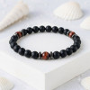 Multi Stone Bracelet , 8mm Black Onyx & Tiger Eye Bracelet
