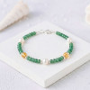 925 Sterling Silver Bracelet , 925 Sterling Silver Natural Emerald , Citrine & Pearl Bracelet