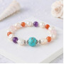 Multi Stone Bracelet , 8mm Amethyst , Rose Quartz , Turquoise , Sunstone & Pearl Bracelet