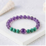8mm Genuine Sterling silver Amethyst and malachite stone bracelet
