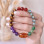 Seven Chakras Bracelet , Red Agate , Amethyst , Amber , Labradorite , Green Agate , Tiger Eye