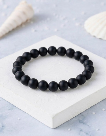 8mm Natural Matt Black Onyx Bracelet
