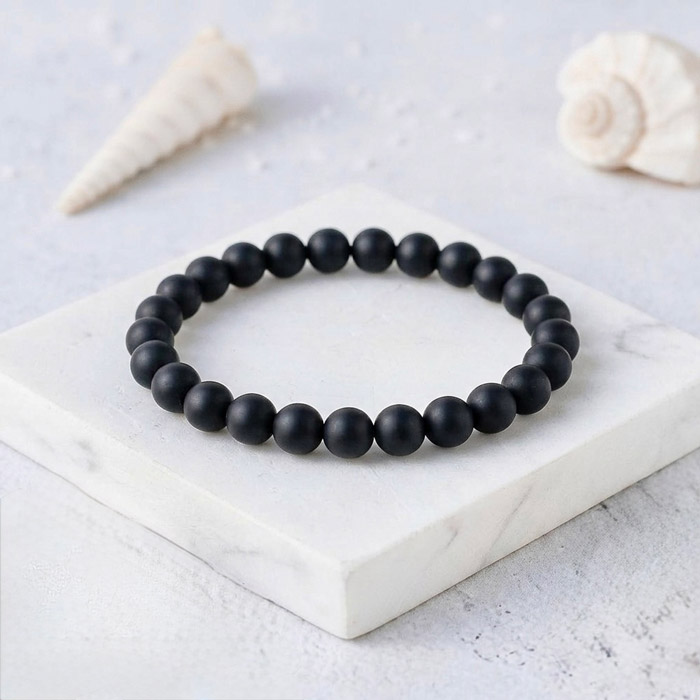 6mm Natural Matt Black Onyx Bracelet