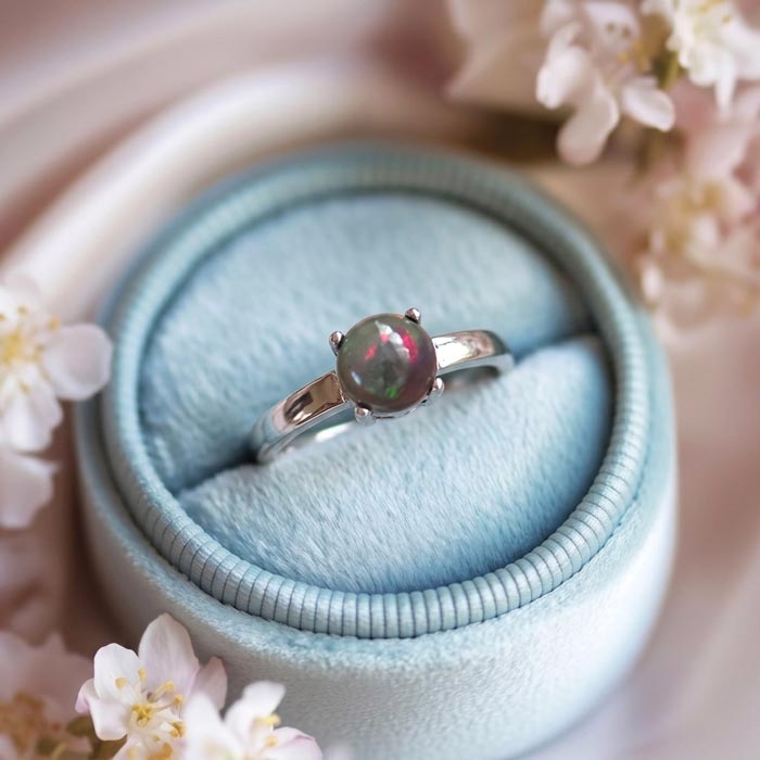 925 Silver Rare Fire Opal Stone Ring