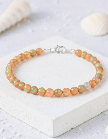 925 Silver Rare Fire Opal Bracelet