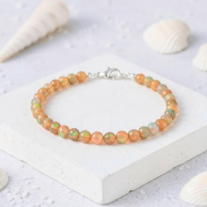 925 Silver Rare Fire Opal Bracelet