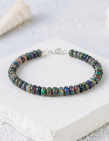 925 Silver Rare Blue Fire Opal Bracelet