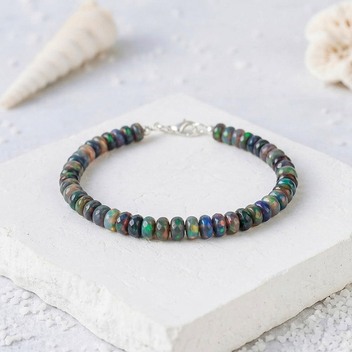 925 Silver Rare Blue Fire Opal Bracelet