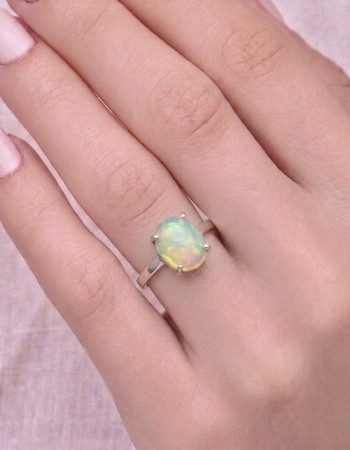 925 Silver Rare Fire Opal Stone Ring