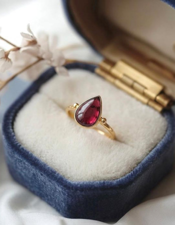 925 Silver Natural Garnet Stone Ring