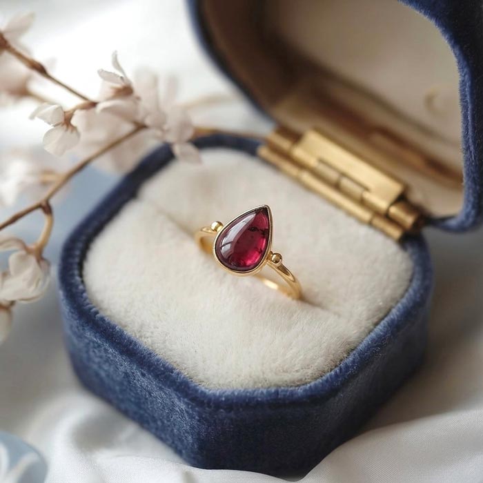925 Silver Natural Garnet Stone Ring