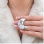 Natural Howlite Stone Pendant - Crescent Shape