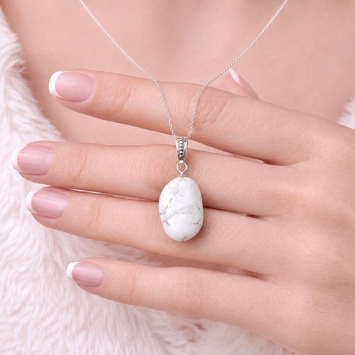 Natural Howlite Stone Pendant - NO:1601