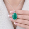 925 Sterling Silver Green Jade Pendant
