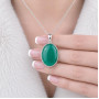 925 Sterling Silver Green Jade Pendant