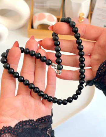 8 mm Siyah Obsidyen Taşi Kolye