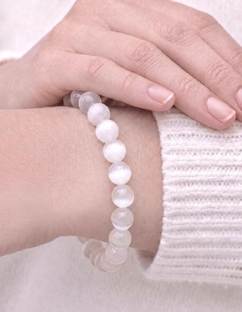 8mm Selenit Doğal Taş Bileklik