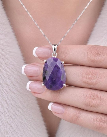 925 Silver Charoite Stone Pendant