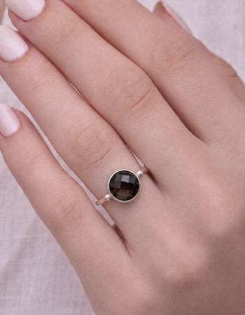 925 Silver Natural Smoky Quartz Stone Ring
