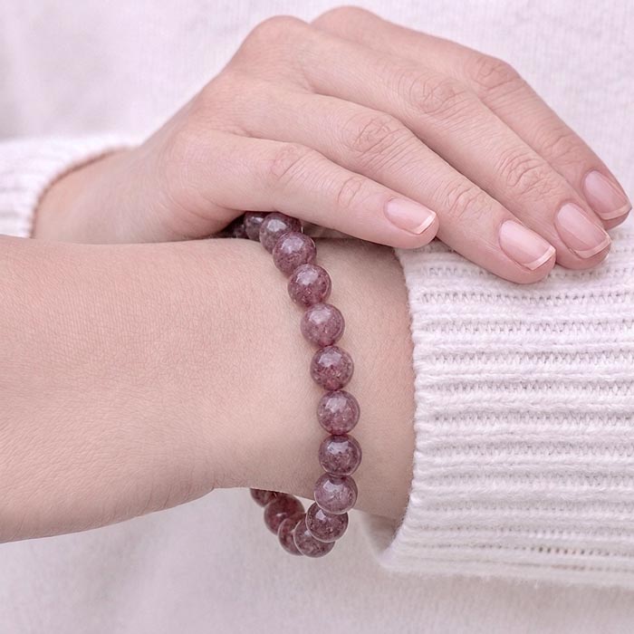 8mm Doğal Çilek Doğal Bileklik
