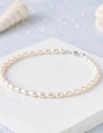 925 Sterling Silver Bracelet , 925 Sterling Silver White Pearl Bracelet