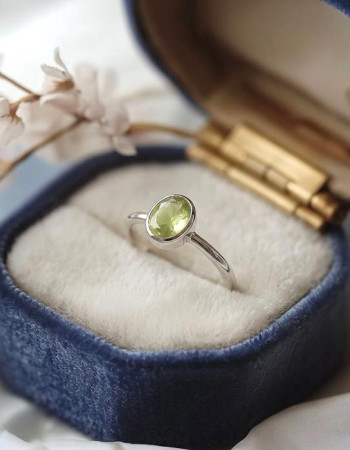 925 Silver Natural Peridot Stone Ring