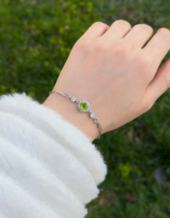925 Ayar Gümüş Doğal Peridot Taşı Bileklik