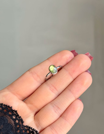 925 Ayar Gümüş Doğal Peridot Taşı Yüzük
