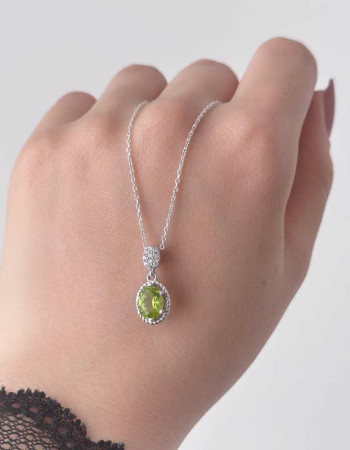 925 Silver Natural Peridot Stone Pendant