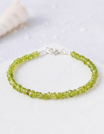 925 Sterling Silver Bracelet , Peridot Stone Bracelet