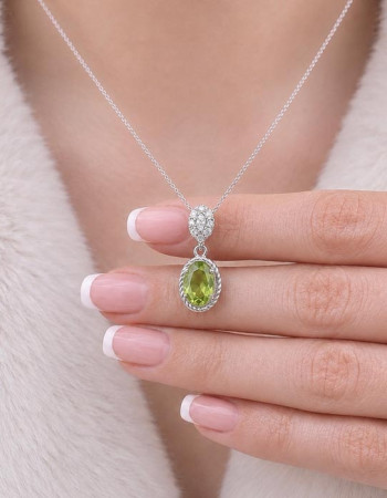 925 Silver Natural Peridot Stone Pendant