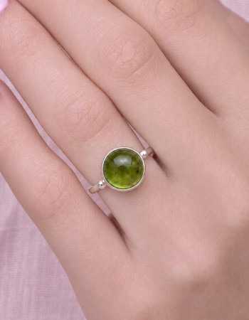 925 Ayar Gümüş Doğal Peridot Taşı Yüzük