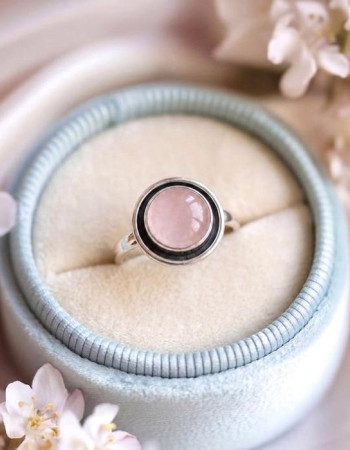 925 Silver Natural Rose Quartz Stone Ring