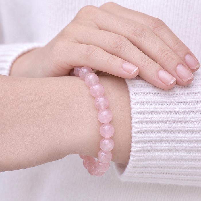 8mm Pembe kuvars Taşi Bileklik