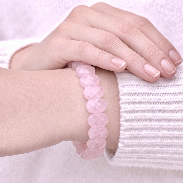 Natural Rose Quartz Stone Bracelet - Special Cut